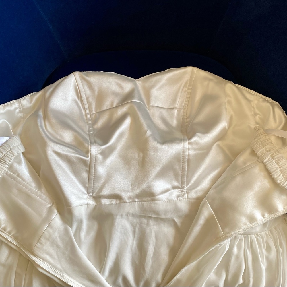 Wedding OR Bridesmaid Dress - Strapless White / Cream Chiffon - Simple & Elegant - Picture 15 of 16